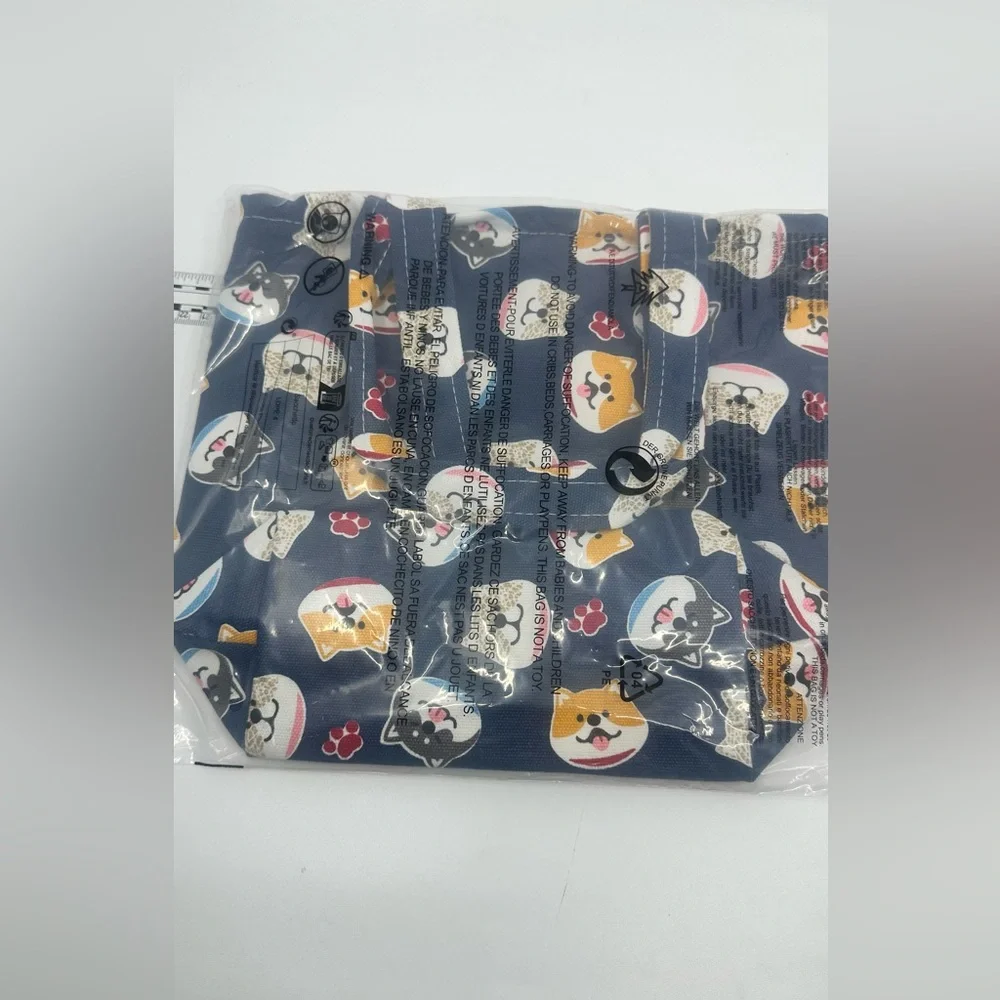 🆕 kawaii Navy Corgi 🐶 Dog Canvas Tote Bag, 9” Width